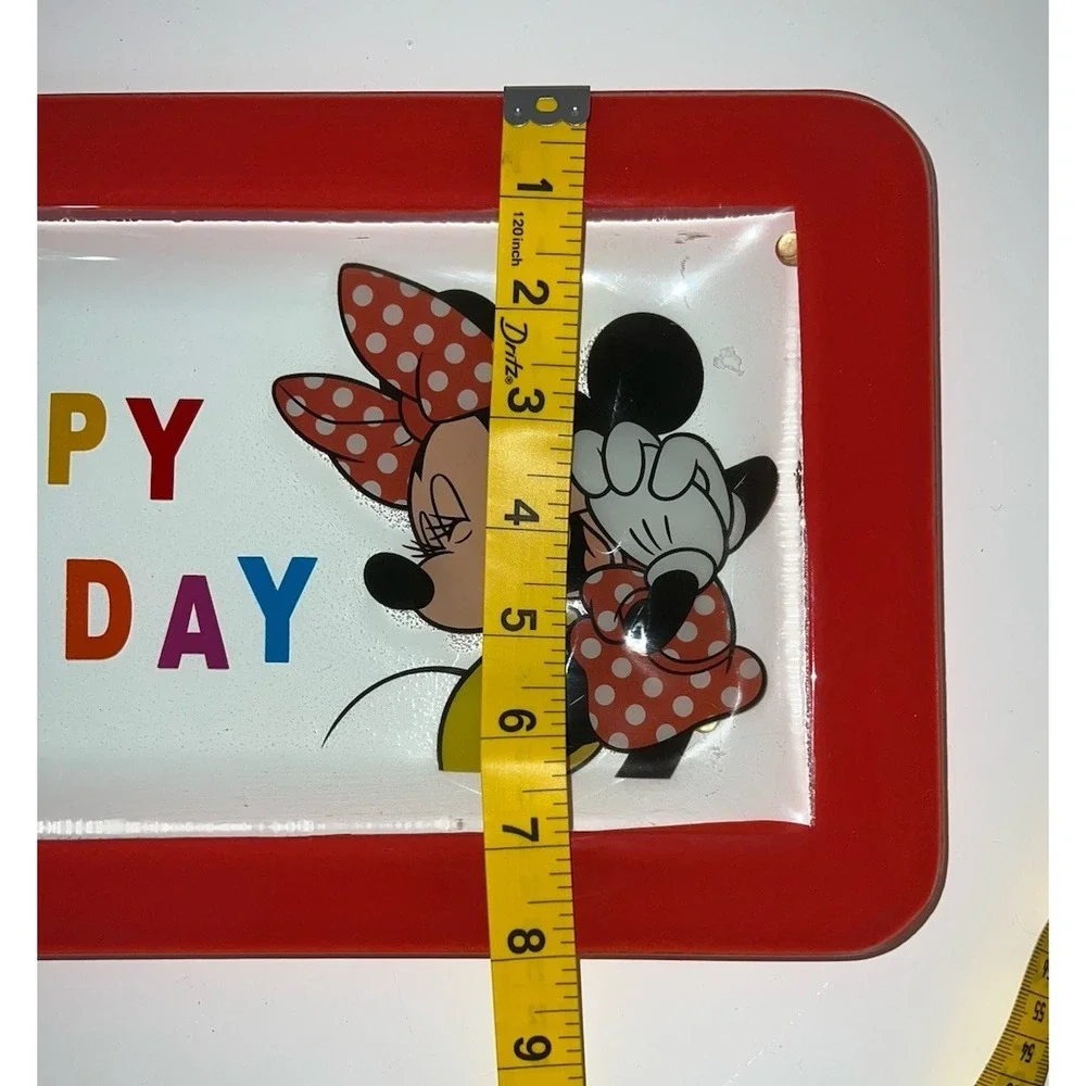 (5)Mickey & Minnie Mouse Disney Happy Birthday Glass Tray 19